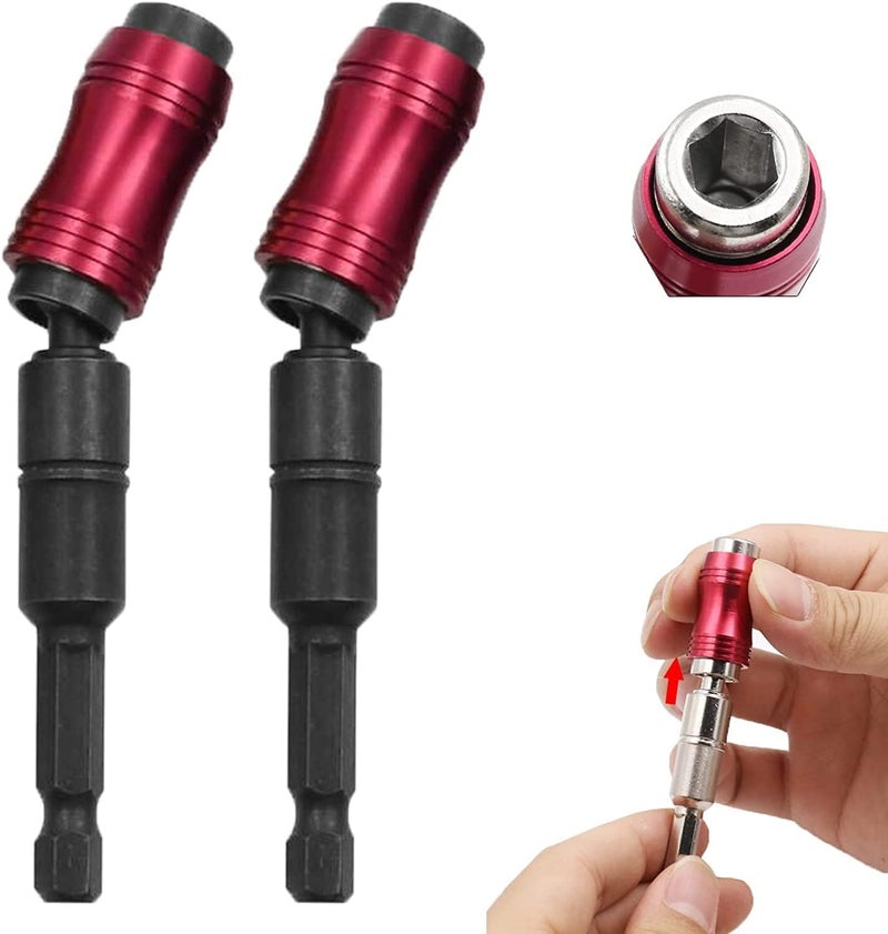 woobles 2pcs Magnetic Swiveling Bit Tip Holder, Magnetic Pivot Drill Bit Holder, Pivot Bit Holder, Magnetic Hex Shank Adapters, Can Be Bent 0-20°, The Head of The Post Can Be Rotated 360° (Style 2) Style 2 - Image 1