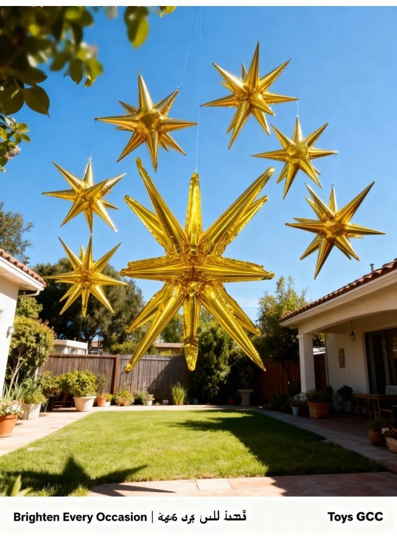 Toys GCC Party Wedding Birthday Decoration Balloon | Gold Foil Starburst Balloon Explosion Star | Large Star Balloon 22 Inch for Festival, Christmas, New Year, Stage & Store Display - Image 3