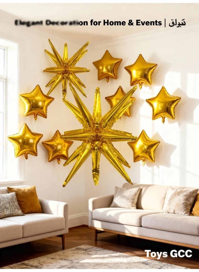 Toys GCC Party Wedding Birthday Decoration Balloon | Gold Foil Starburst Balloon Explosion Star | Large Star Balloon 22 Inch for Festival, Christmas, New Year, Stage & Store Display - Image 5
