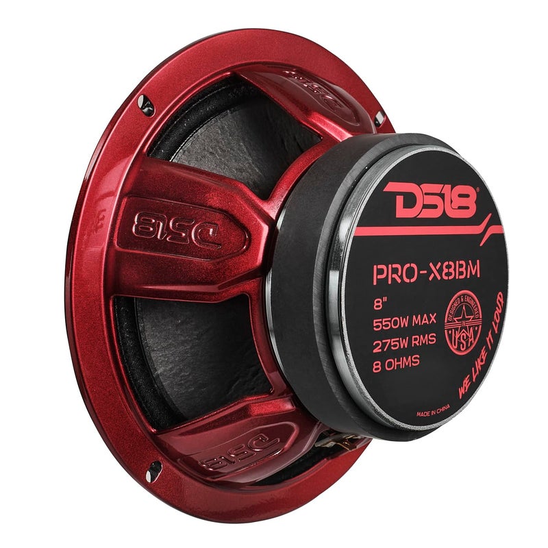 DS18 PRO-X8BM Loudspeaker - 8", Midrange, Red Aluminum Bullet, 550W Max, 275W RMS, 8 Ohms - Premium Quality Audio Door Speakers for Car or Truck Stereo Sound System (1 Speaker) - Image 4