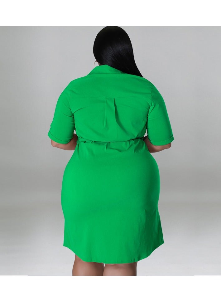 Shougu New Solid Color Short Sleeved Shirt Dress  - Image 4