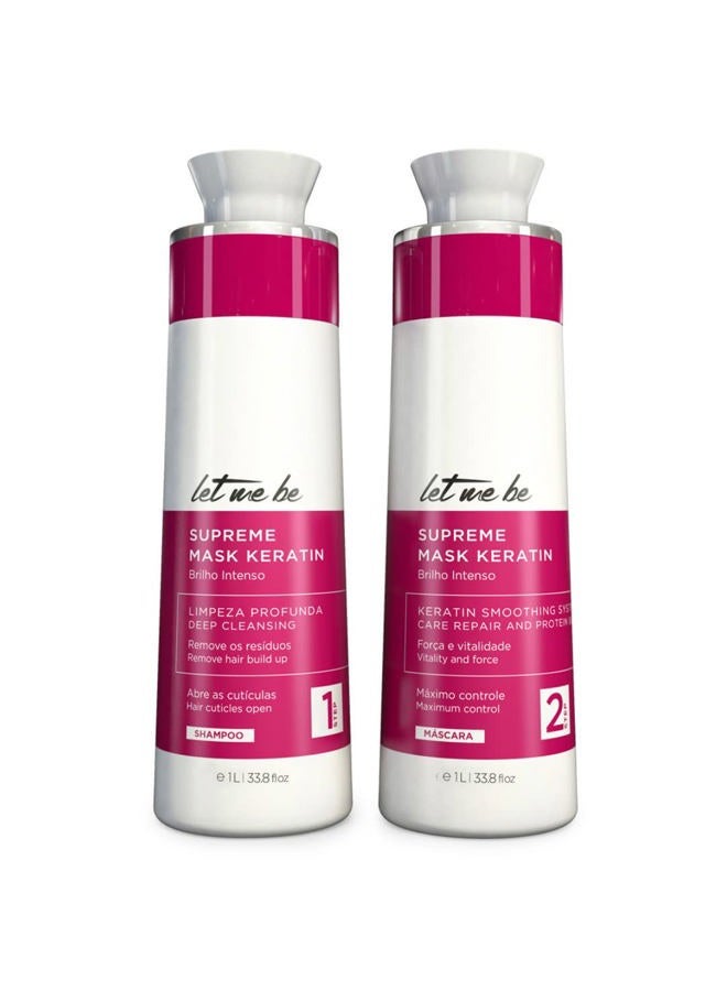 Let Me Be Kit Progressive Supreme Mask Keratin Intense Shine Frizz-Free Hair Care 2x1L/2x33.8fl.oz - Image 1