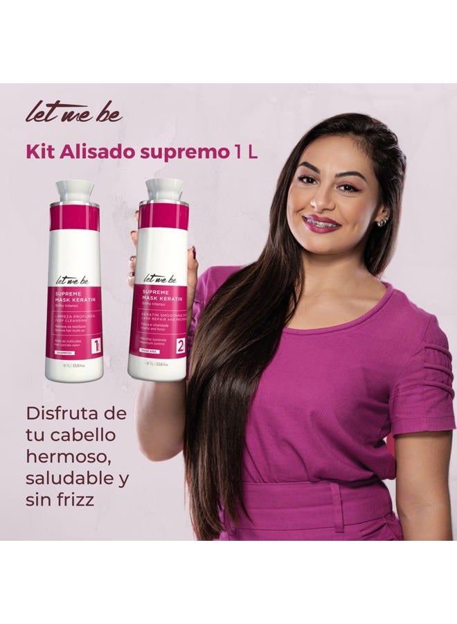 Let Me Be Kit Progressive Supreme Mask Keratin Intense Shine Frizz-Free Hair Care 2x1L/2x33.8fl.oz - Image 2