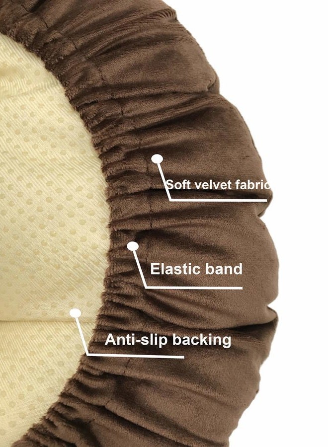 Augld Bar Stool Cushion Soft Velvet Padded Round Stool Cover 12" Velvet Coffee - Image 2