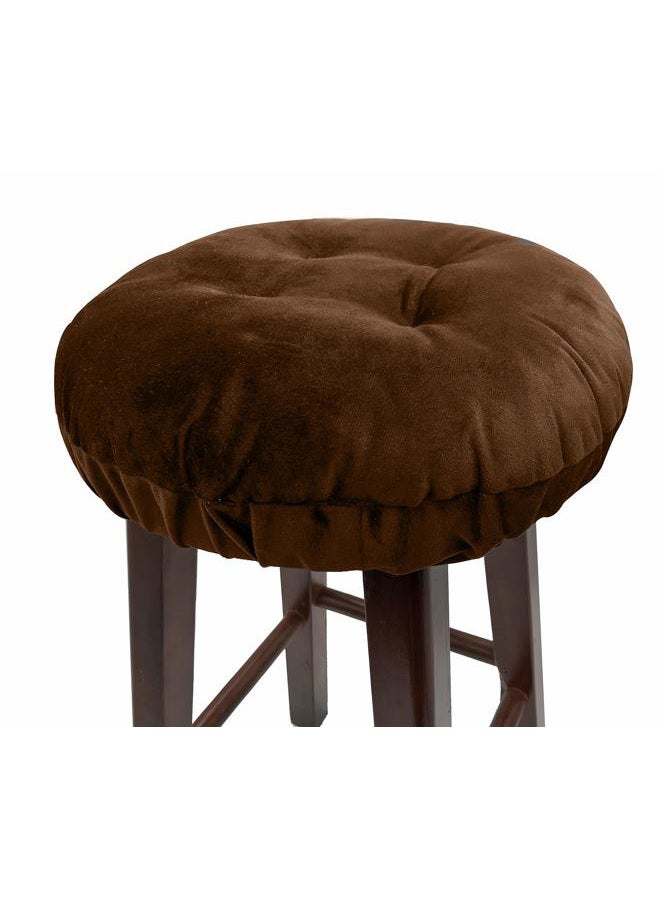 Augld Bar Stool Cushion Soft Velvet Padded Round Stool Cover 12" Velvet Coffee - Image 1