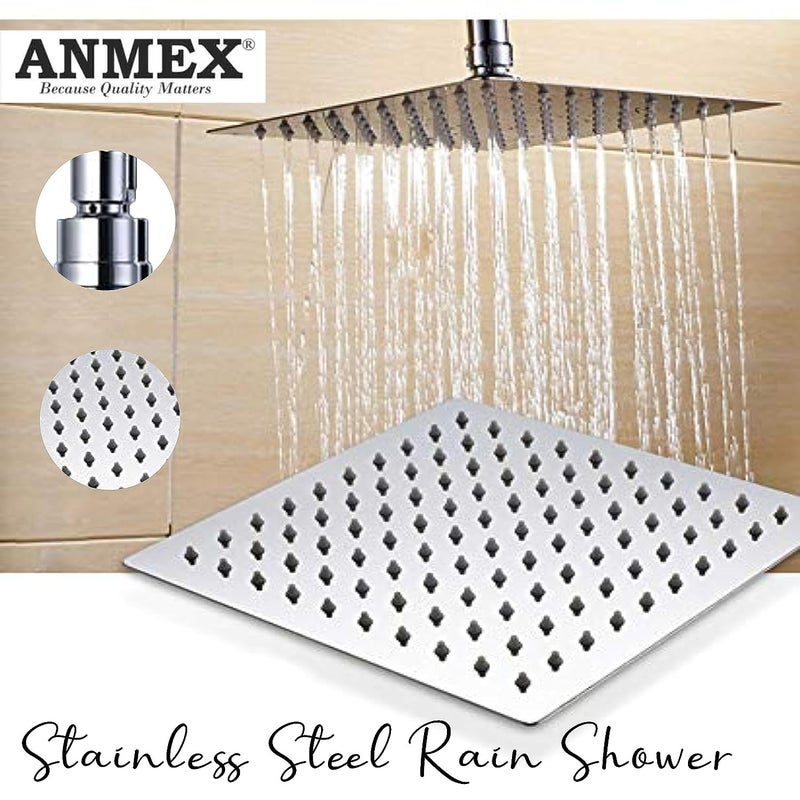 ANMEX Mirror Stainless Steel 304 Square Ultra Slim High Pressure Rainfall Shower Head for bathroom With Shower Fit Arm (10X10 + 24INCH ARM) - Image 3