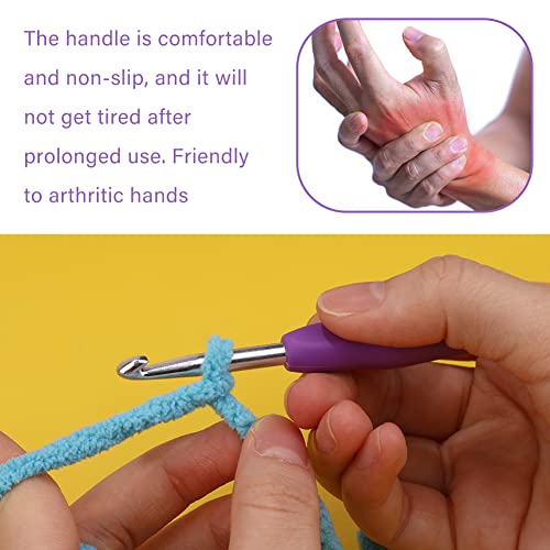 QMNNMA 5 mm Crochet Hook, Ergonomic Handle for Arthritic Hands, Extra Long  Knitting Needles for Beginners and Crocheting Yarn (5 mm) - Image 4