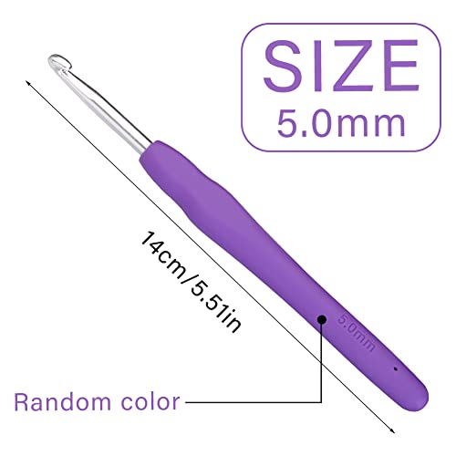 QMNNMA 5 mm Crochet Hook, Ergonomic Handle for Arthritic Hands, Extra Long  Knitting Needles for Beginners and Crocheting Yarn (5 mm) - Image 2