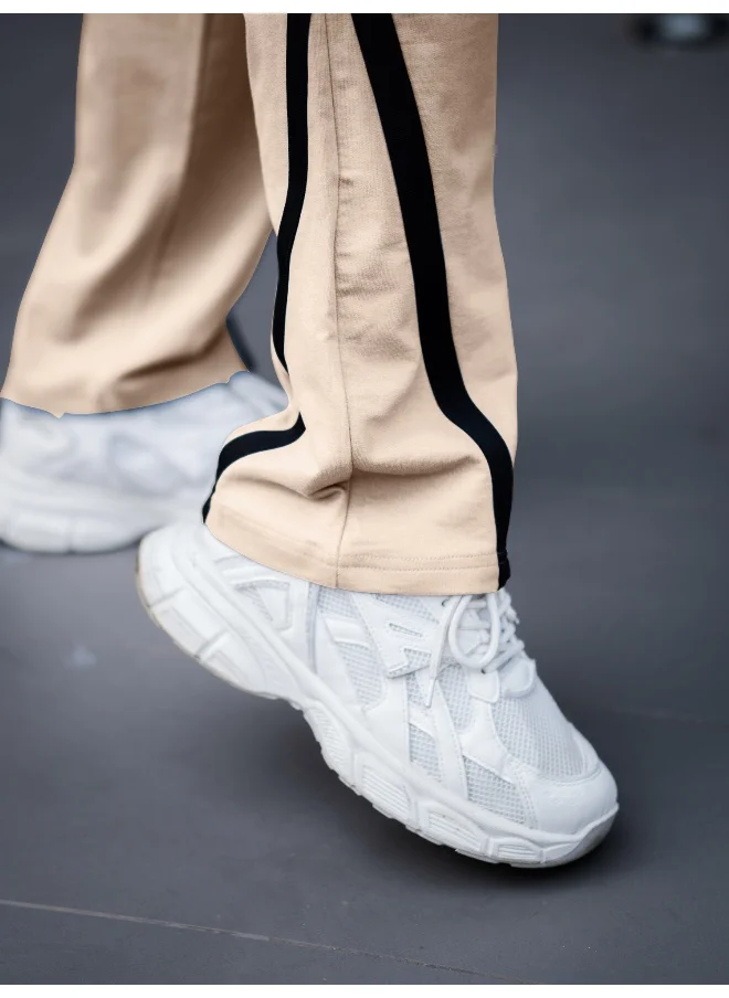 مانياك Maniac Mens Color Block Biscuit and Black Color Baggy Fit Pant