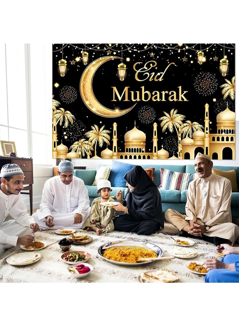 Aikanbo Large EID Mubarak Banner,Muslim Ramadan Mubarak Backdrop for Eid Mubarak Party,Islamic Hanging Banner for Indoor and Outdoor EID Mubarak Decorations - Image 5