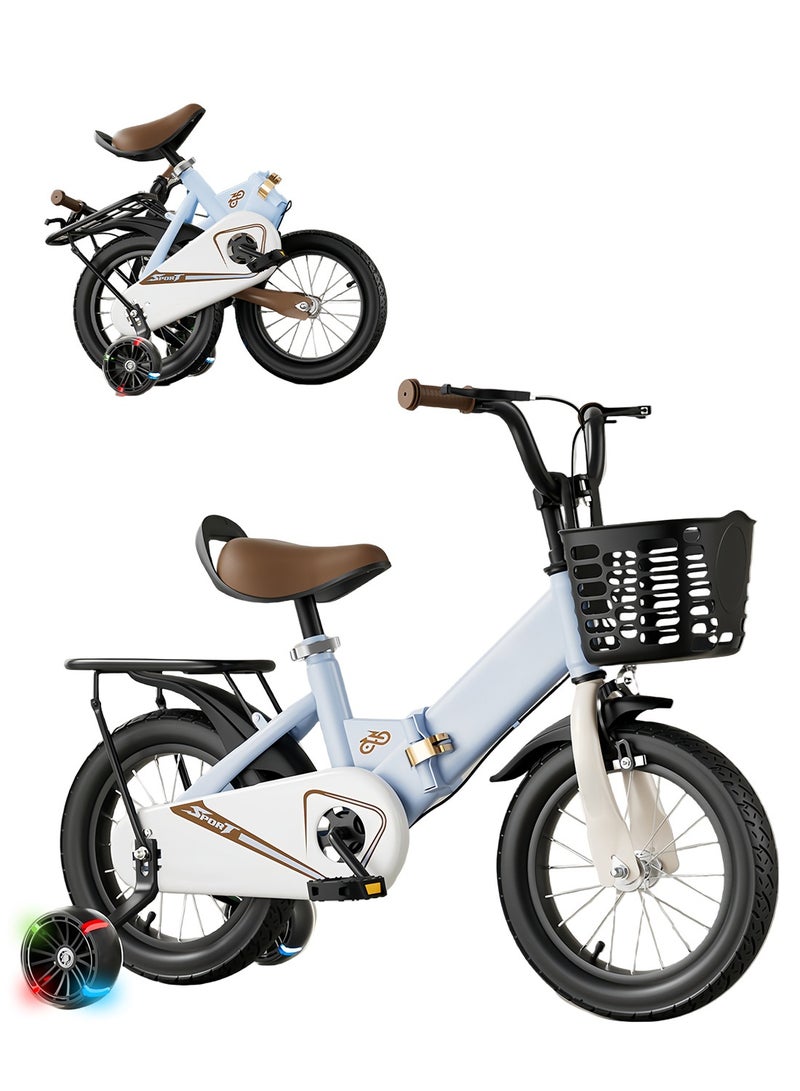 MaBaby 12-14-16-18 Inch Foldable Kids Bike, with Training wheel and Back Seat, Bicycle for Kids for 2-12 Years Boys and Girls - Image 1