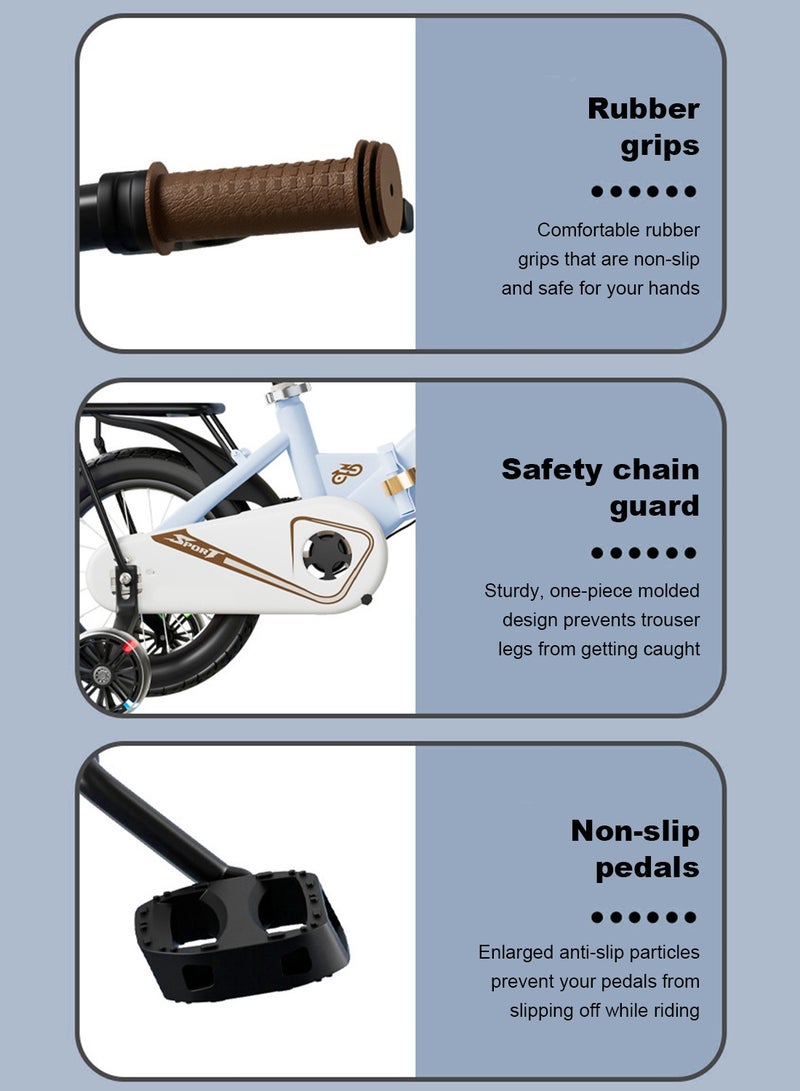 MaBaby 12-14-16-18 Inch Foldable Kids Bike, with Training wheel and Back Seat, Bicycle for Kids for 2-12 Years Boys and Girls - Image 3