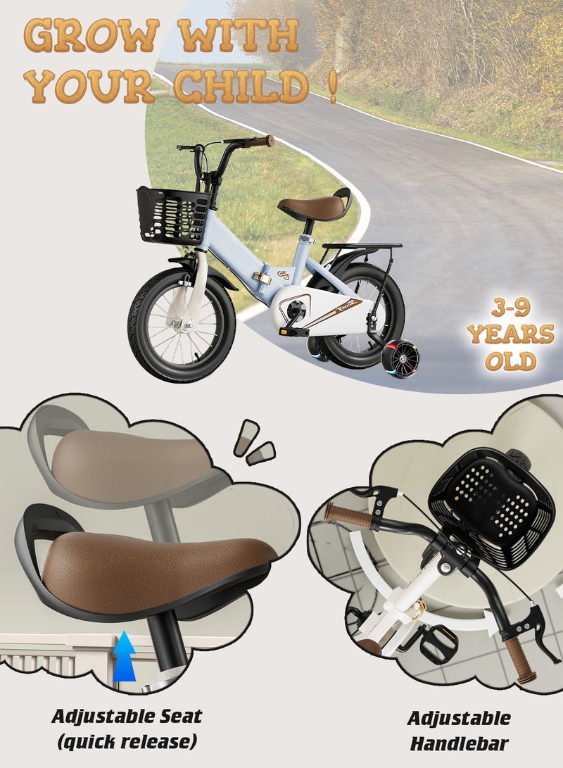 MaBaby 12-14-16-18 Inch Foldable Kids Bike, with Training wheel and Back Seat, Bicycle for Kids for 2-12 Years Boys and Girls - Image 4