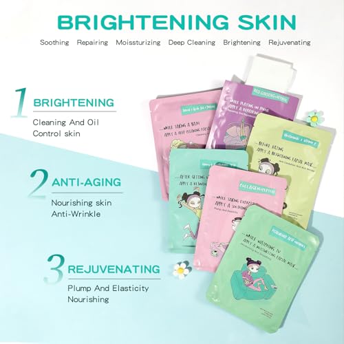 GUOYAOLIFU Face Masks Skincare Set for Girl,Moisturizing Collagen Facial Masks for Women Home Spa,Hyaluronic Acid Face Mask for All Skin Types,Day Night Facial Mask Hydrating,Deep Cleaning,Oil Contral(12Pack) - Image 4