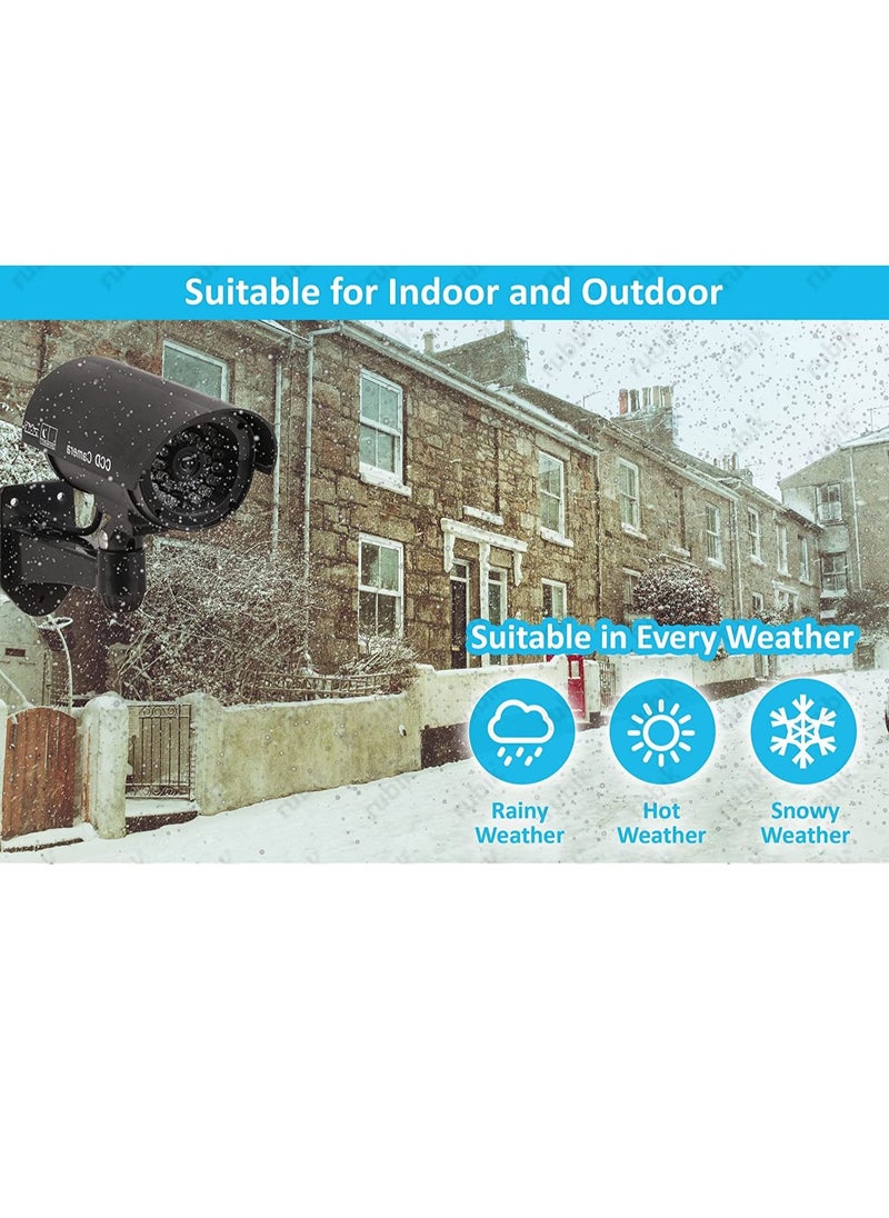 Dummy CCTV Security Camera with Flashing LED Light, Adjustable Fake Surveillance Simulation Camera Security Indoor/Outdoor Bullet Camera with LED Light (Silver)