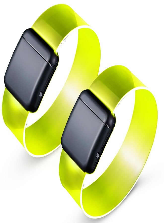 ElectricWise 2 Pcs Burning Man Light Up Bracelets with 3 Flashing Modes, Glow in The Dark Bracelets Party Supplies for Rave Party Halloween Night Riding (Yellow) - Image 1