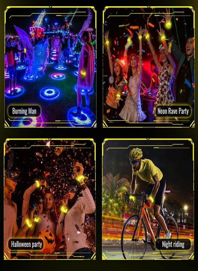 ElectricWise 2 Pcs Burning Man Light Up Bracelets with 3 Flashing Modes, Glow in The Dark Bracelets Party Supplies for Rave Party Halloween Night Riding (Yellow) - Image 5