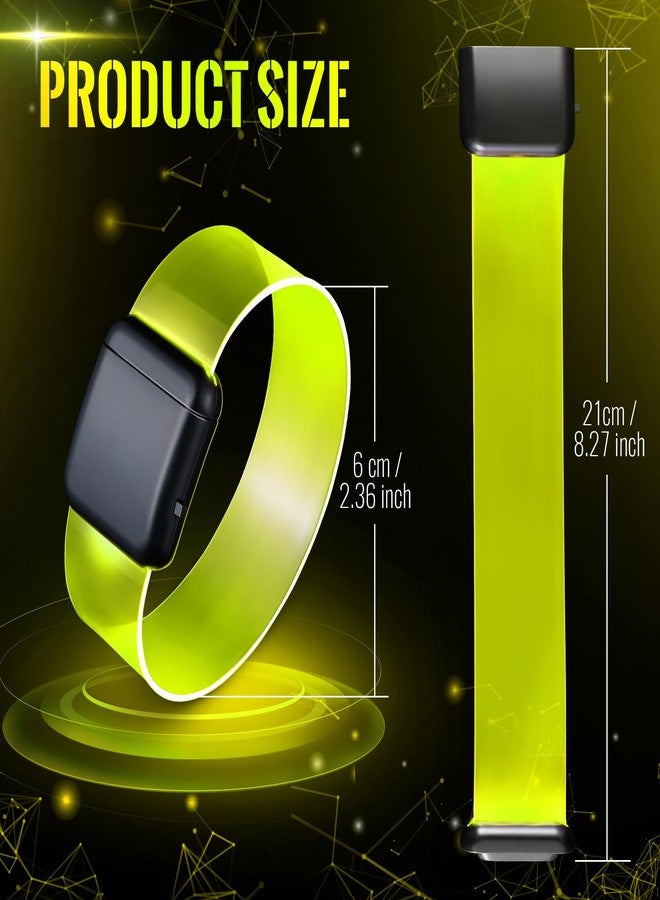 ElectricWise 2 Pcs Burning Man Light Up Bracelets with 3 Flashing Modes, Glow in The Dark Bracelets Party Supplies for Rave Party Halloween Night Riding (Yellow) - Image 2