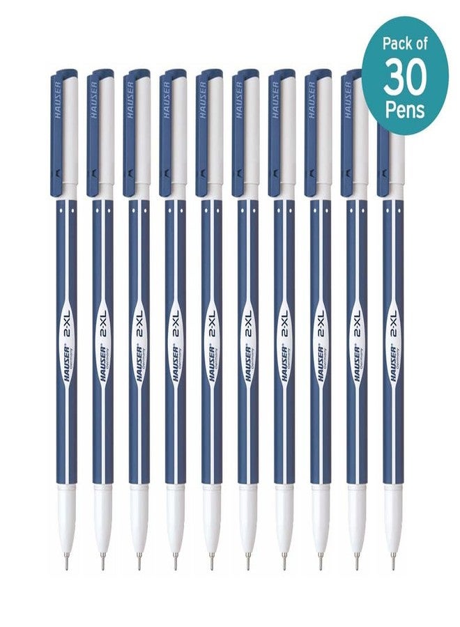 Hauser 2 XL Fine Tip Ball Pen | 2-XL Writing Length with Jumbo Refill | Minimalistic & Aesthetic Body Design | Blue Ink, Pack Of 30 - Image 2