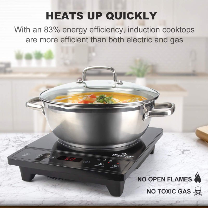 Duxtop Portable Induction Cooktop, Countertop Burner, Induction Burner with Timer and Sensor Touch, 1800W 8500ST E210C2 - Image 3