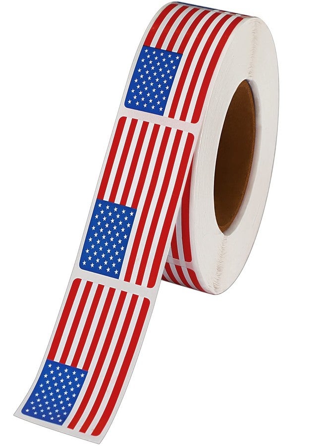 SANNIX 500 Pcs American Flag Sticker Roll, 2 x 1.22 Inch US Flag Decal - Image 1