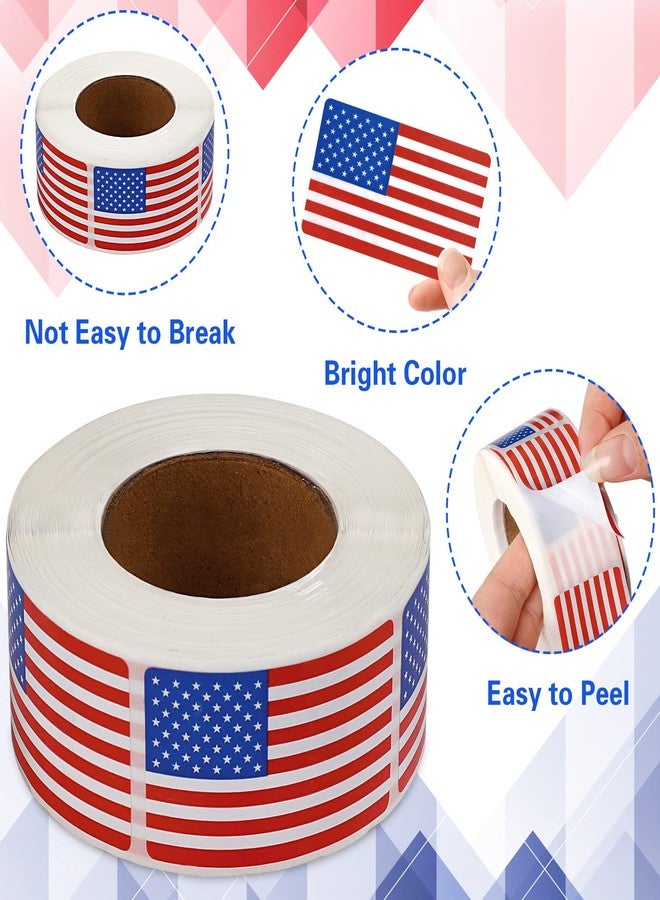 SANNIX 500 Pcs American Flag Sticker Roll, 2 x 1.22 Inch US Flag Decal - Image 4