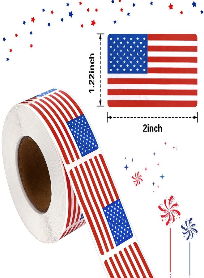 SANNIX 500 Pcs American Flag Sticker Roll, 2 x 1.22 Inch US Flag Decal - Image 3