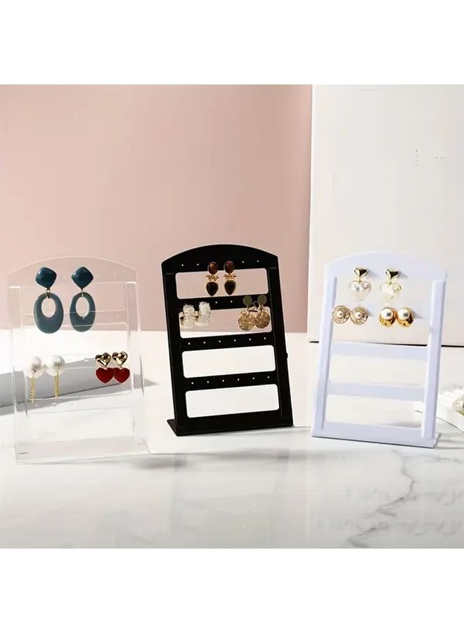 Black 48 Hole Earring Display Stand 3 Pack Jewelry Organizer Storage Tower - Image 1