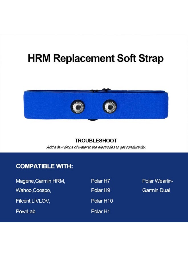Heart Rate Monitor Chest Replacement Strap Compatible With Polar H10 H9 H7 Adjustable Soft Hr Belt Work For Polar Heart Rate Sensor (Blue)