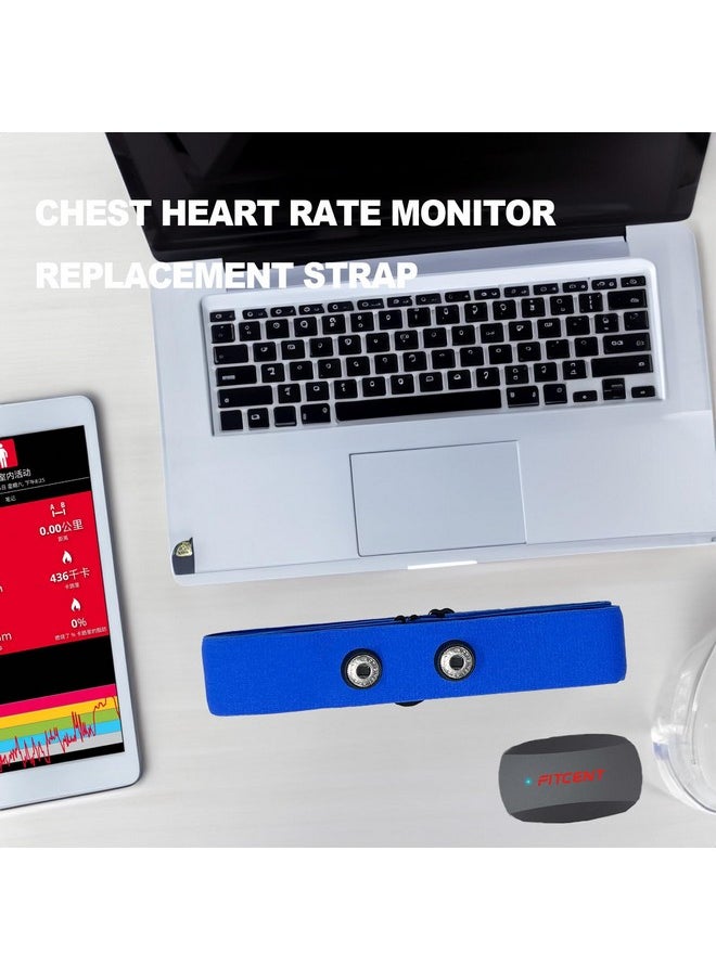 Heart Rate Monitor Chest Replacement Strap Compatible With Polar H10 H9 H7 Adjustable Soft Hr Belt Work For Polar Heart Rate Sensor (Blue)