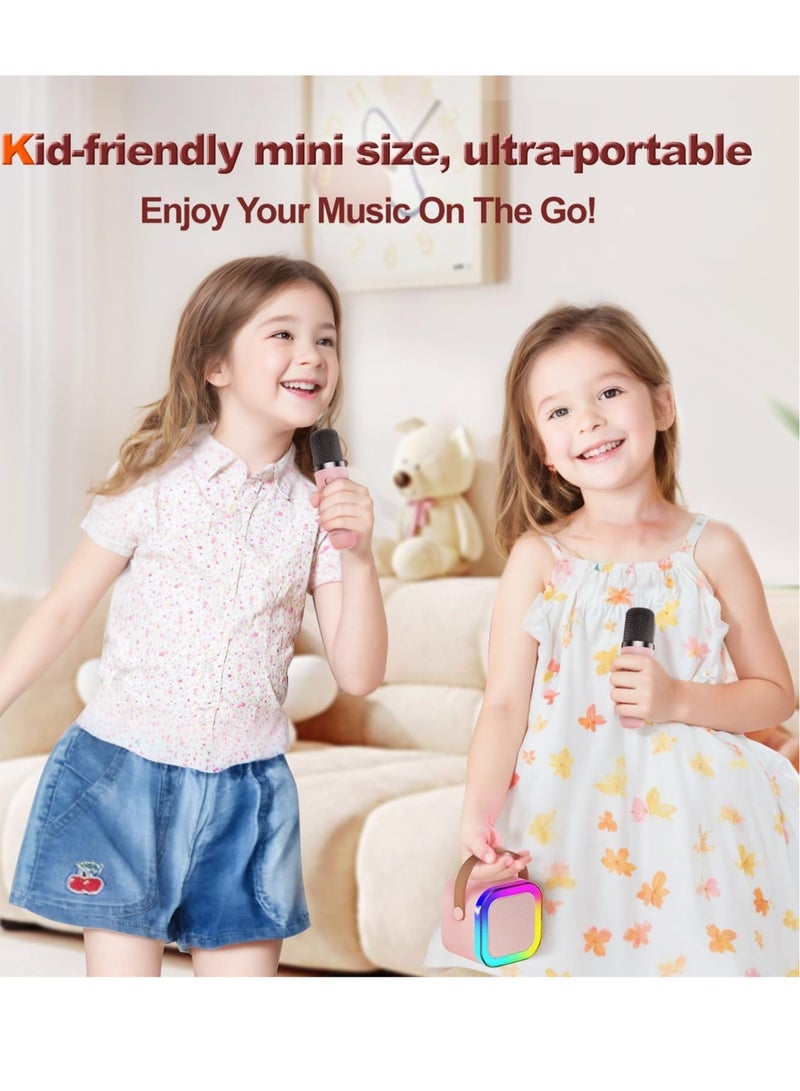 Karaoke Machine for Kids – Cute & Portable Bluetooth Speaker with Wireless Microphone, Loud Sound, Perfect Birthday Gift for Girls 3-12 Years Old, Beige (Dual MicroSpeaker) - Image 4