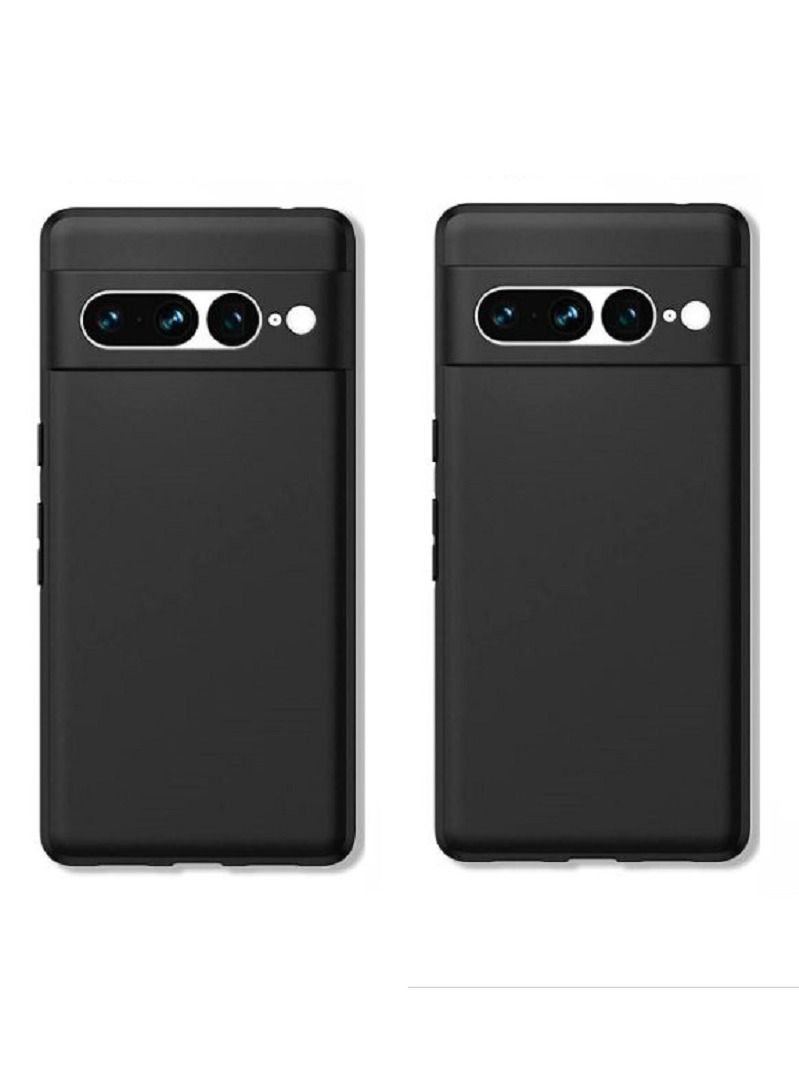 فيسوس 2pcs ناعمة TPU الخلفية الخلفية الصدمة الصدمة الصدمات الصدمات المضادة للأصفر غلاف الحماية الكامل للجسم لـ Google Pixel 7 Pro (أسود) - Image 1