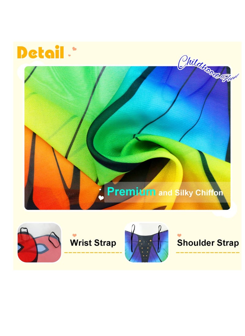 KASTWAVE - 4 Pack Kids Butterfly Wings Costume, Fairy Wings Shawl,  Rainbow Tutu Dress for Girls, Antenna Mask and Rainbow Tutu, Child Party-Favors Toys Gifts4 Pack Kids Butterfly Wings Costume, Fairy Wings Shaw - Image 1