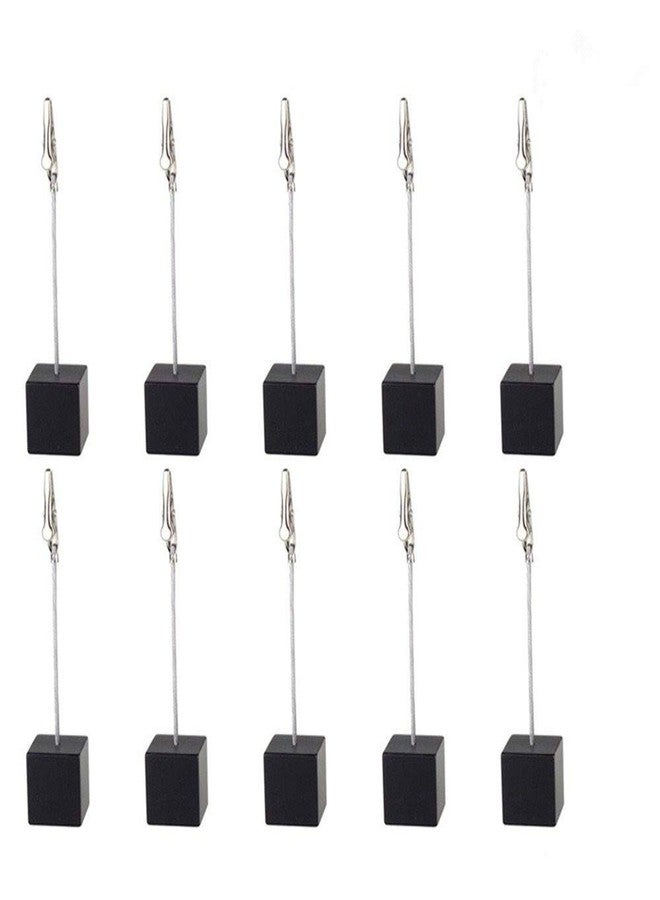senover 10pcs Table Number Holder Name Place Card Holder Memo Clip Holder Stand Note Holder Pictures Card Paper Menu Clip (Black) - Image 1