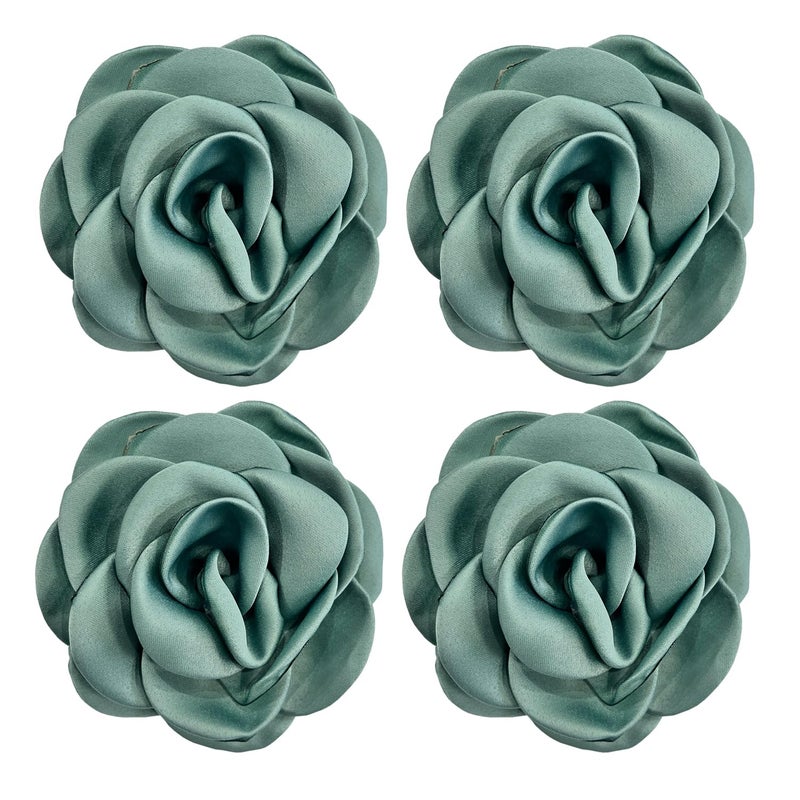 Sanrich Womens Brooches 4pcs Rose Flower Hair Clip Mexican Hair Flowers Clips Hairpin Brooch Tea Party Hats Headpieces aqua blue