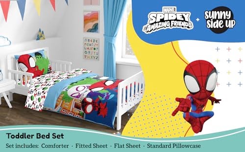 Sunny Side Up Marvel Spidey & His Amazing Friends Toddler Comforter Set - 4 Piece Preschool Bedding Includes Comforter, Sheets & Pillow Cover – Super Soft Superheroes Microfiber Bed Set - Image 2