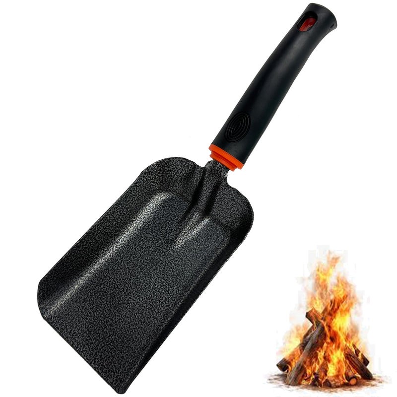 SoloWilder 126 Ash Shovel for Fire Pit Fireplace Manganese Steel Gardening Tool Black