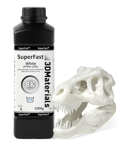 3DMaterials SuperFast 8K 3D Printer Resin Water Washable, 50um Print in 0.5 sec, Made in Korea by 3DMaterials (1000g, White) - Image 1