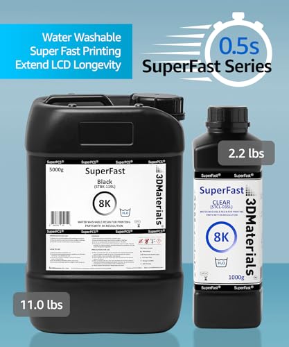 3DMaterials SuperFast 8K 3D Printer Resin Water Washable, 50um Print in 0.5 sec, Made in Korea by 3DMaterials (1000g, White) - Image 5