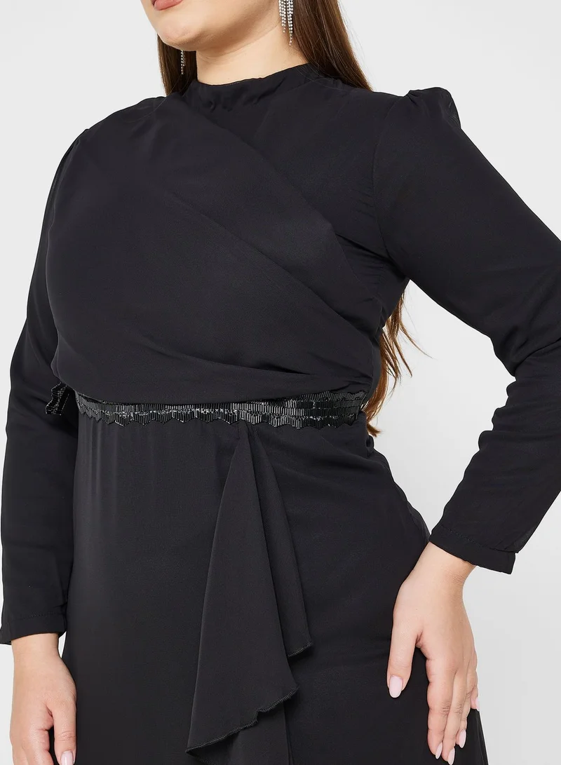 Khizana Embellished Belt Frill Detail Dress
