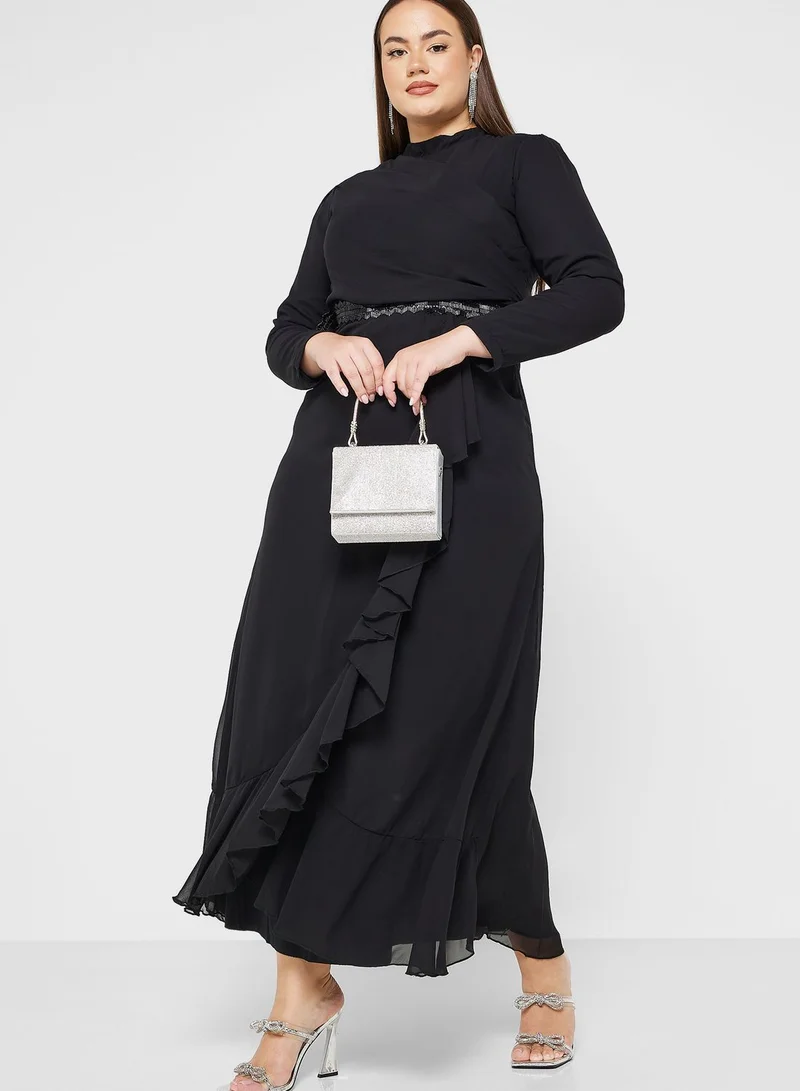 Khizana Embellished Belt Frill Detail Dress