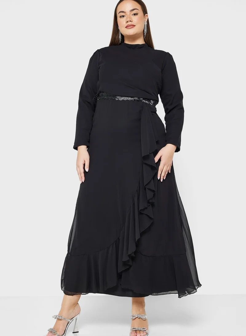 Khizana Embellished Belt Frill Detail Dress