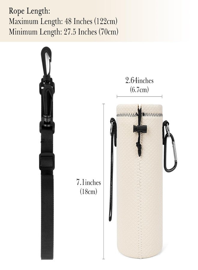 لينكيديا حقيبة حمل زجاجات المياه من Linkidea، متوافقة مع زجاجات Hydro Flask ذات الفوهة العريضة سعة 20 أونصة، وStanley Quick Flip GO سعة 24 أونصة، وContigo، وCamelBak، مصنوعة من النيوبرين المعزول، مزودة بأحزمة كتف، لون أبيض كريمي - Image 2