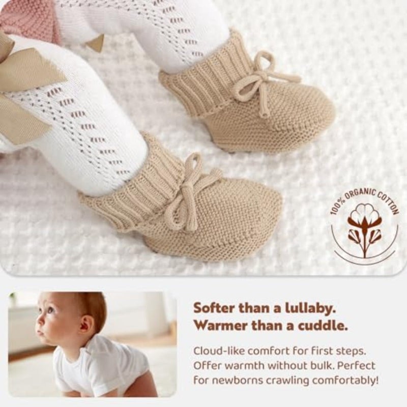 Hadetoto Baby Booties Newborn First Walkers Comfort Shoes Warm Knitted Soft Booties for Toddlers Baby Boys Girls - Image 3