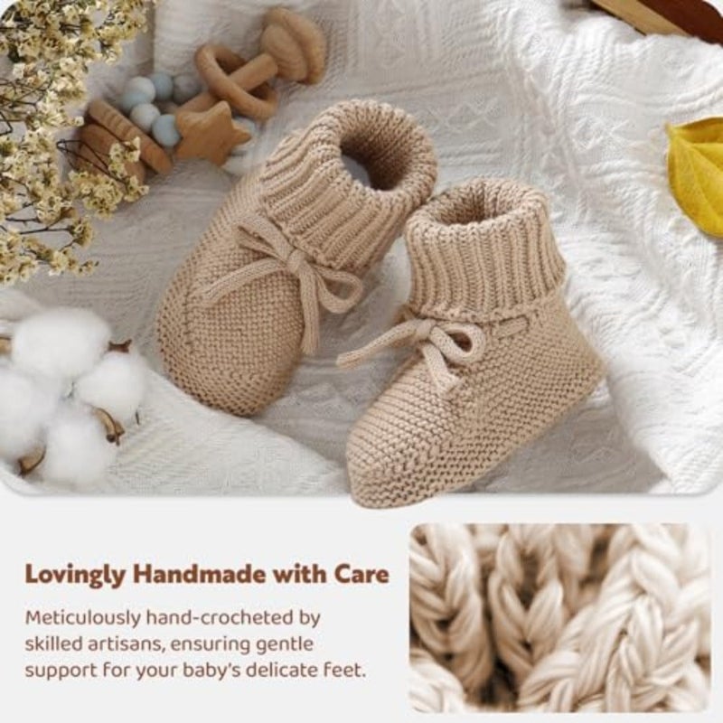 Hadetoto Baby Booties Newborn First Walkers Comfort Shoes Warm Knitted Soft Booties for Toddlers Baby Boys Girls - Image 4