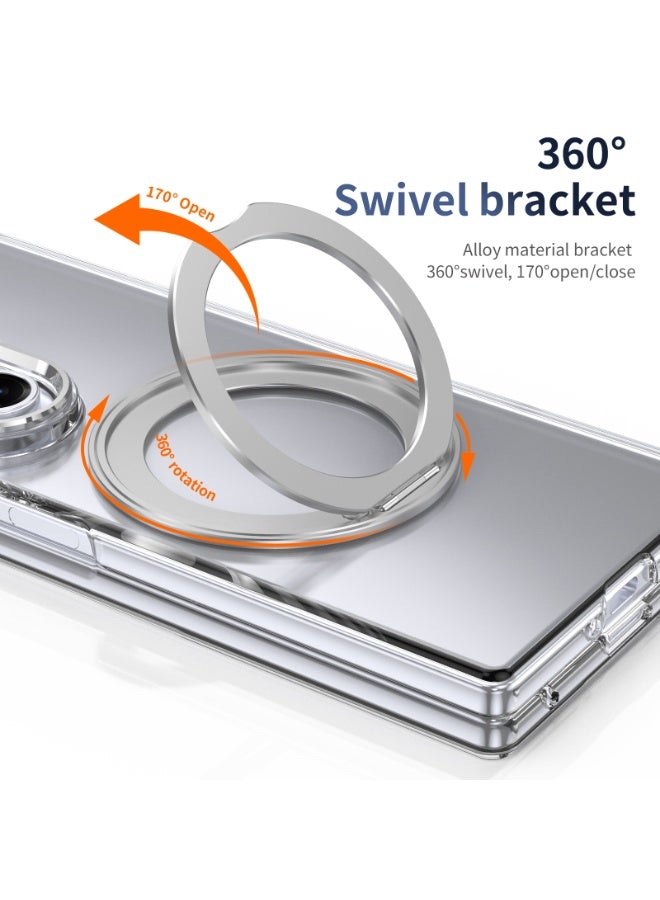 Magnetic for Samsung Galaxy Z Fold 7 Case, with Screen Protector Rotating Kickstand, Wireless Charging, Silver  - Image 2