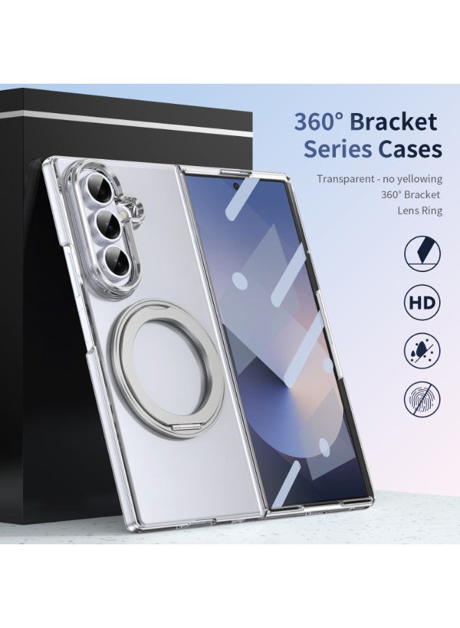 Magnetic for Samsung Galaxy Z Fold 7 Case, with Screen Protector Rotating Kickstand, Wireless Charging, Silver  - Image 5