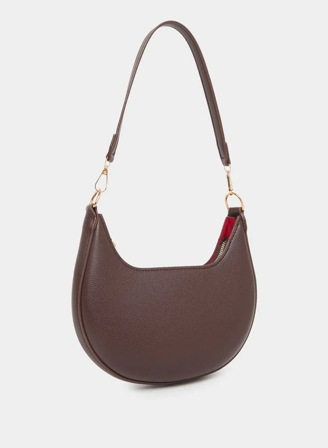 Styli Styli Brown Half Moon Shoulder Bag with Detachable Strap