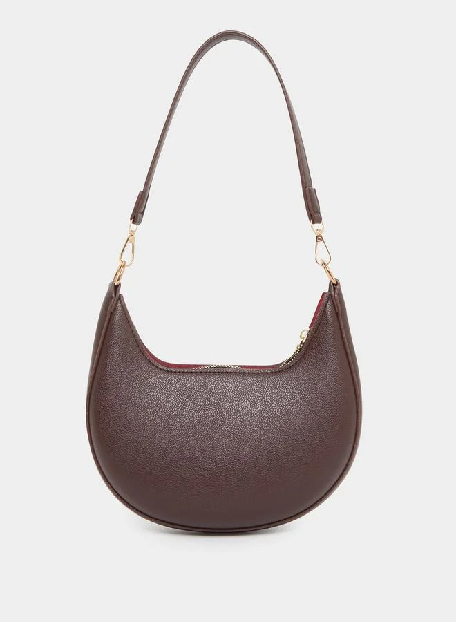 Styli Styli Brown Half Moon Shoulder Bag with Detachable Strap