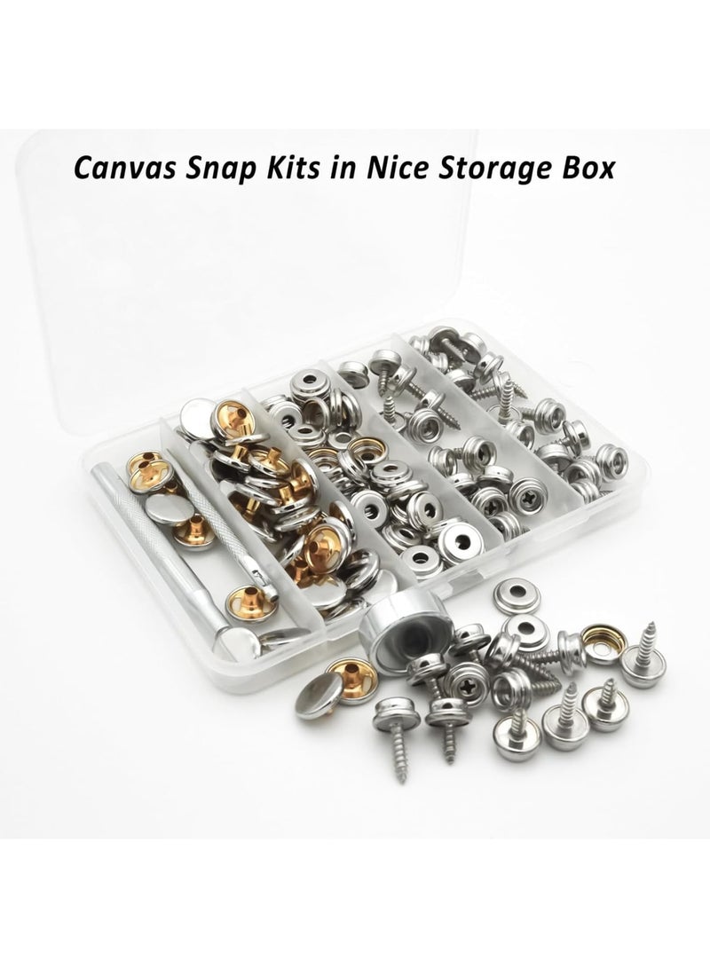 SOLARAE Canvas Snap Kit, Heavy Duty Snap Fastener Kit, Stainless Steel Snap Button Kit, 20 Sets 10mm Snaps and 20 Sets 15mm Snaps, Suitable for Boat Cover, Tarps, Canvas, Leather - Image 4